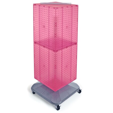 Azar Displays Four-Sided Pegboard Tower Revolving Display Panel Size 14"W x 40"H 701436-PNK